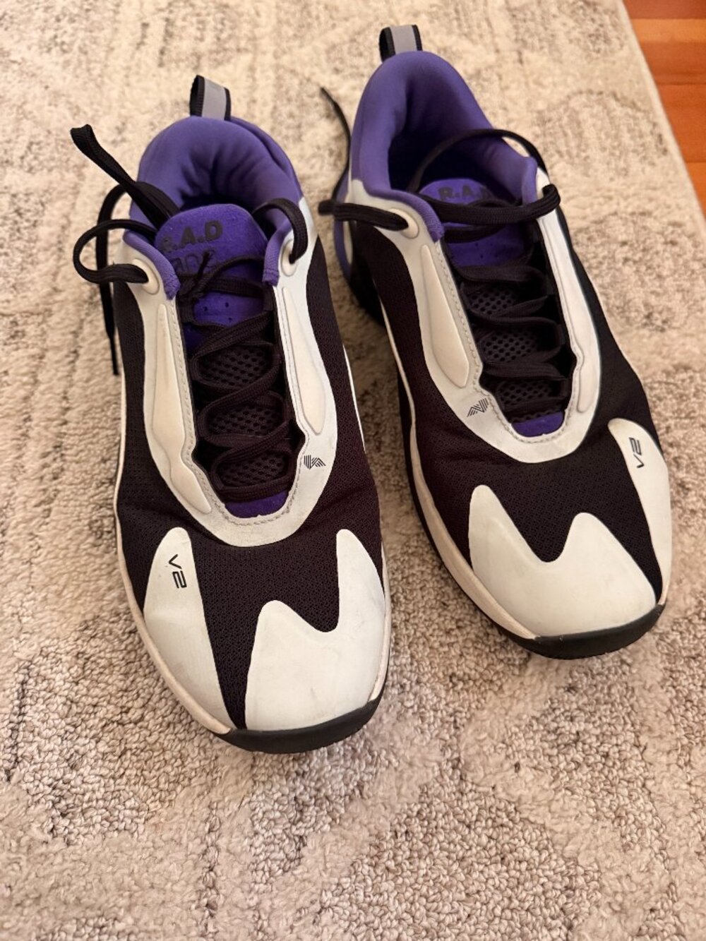 RAD Global R.A.D Footwear ONE v2 in Panda/Purple in size men's 9